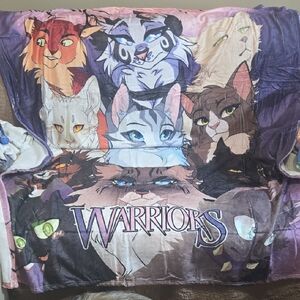 Soft flannel throw blanket featuring characters from the Warriors book series